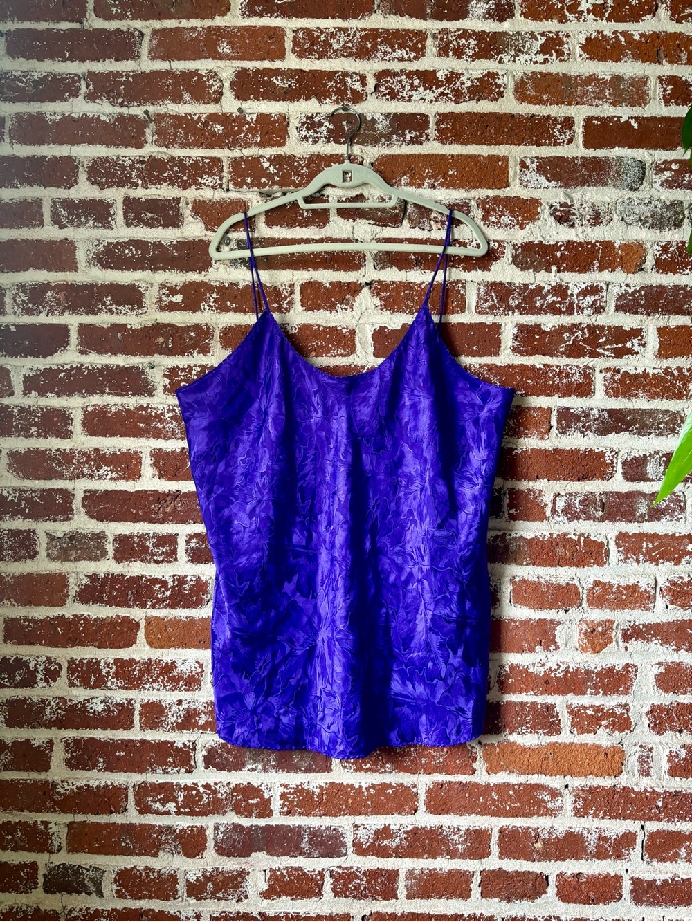 Vintage Royal Purple Floral Long Camisole / Short Slip Dress